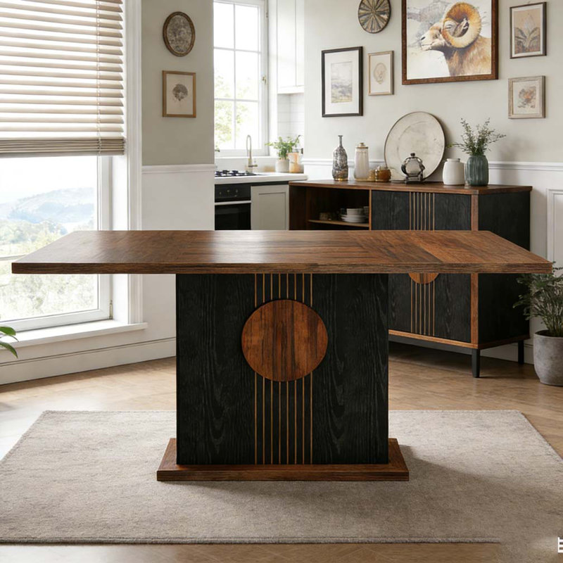 Table de salle à manger Farmhouse, Brown & Black