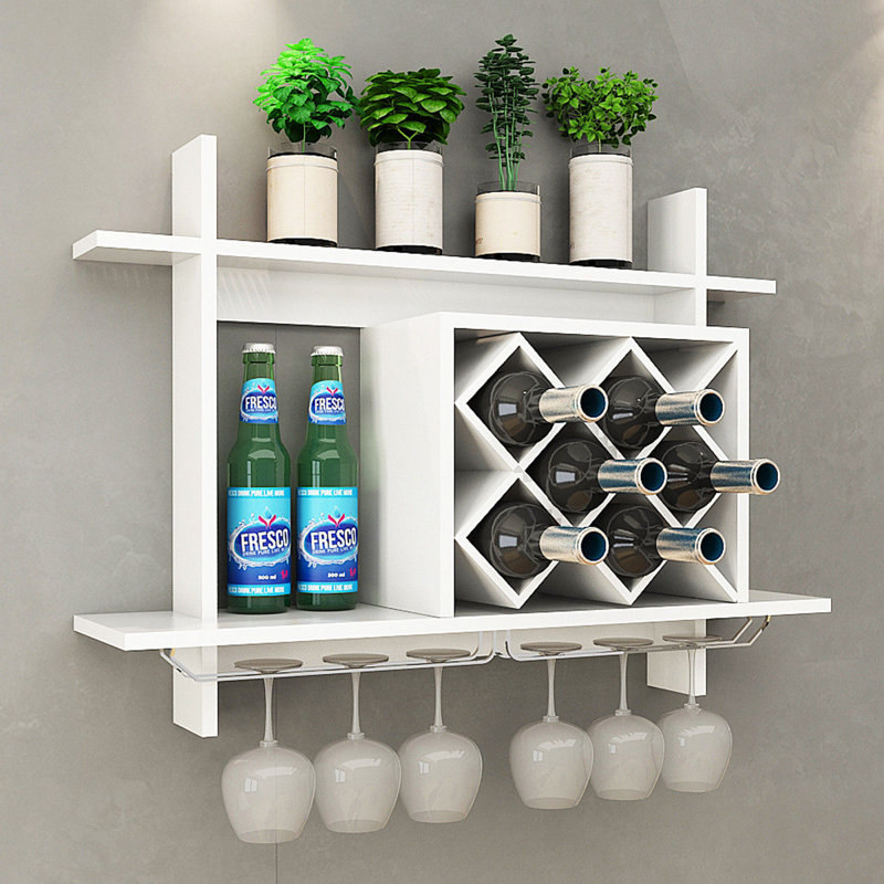 Alīna Wine Bottle & Glass Rack in White