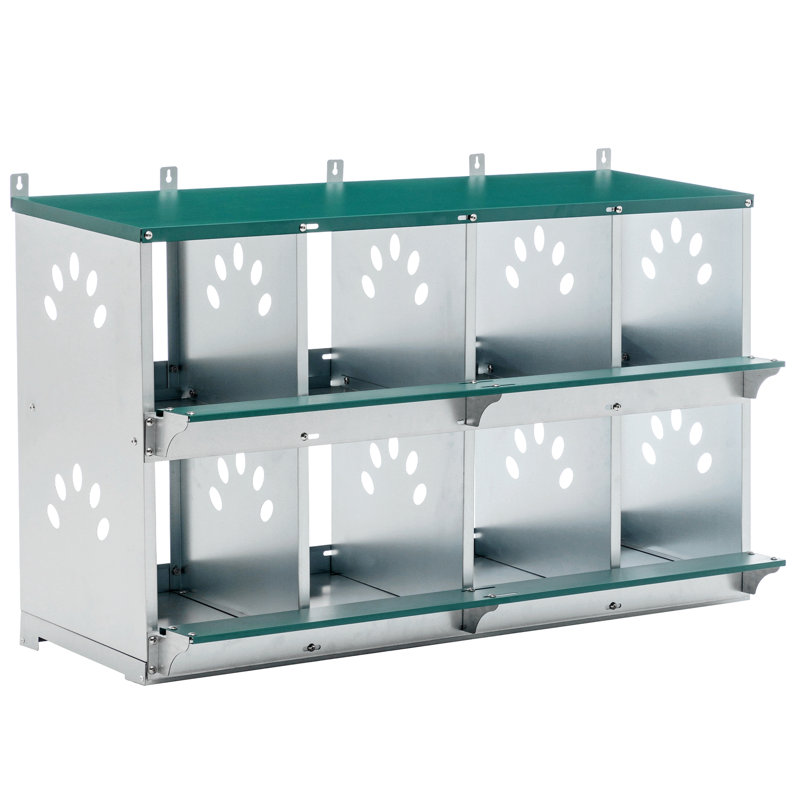 Boîte de nidification à 8 compartiments pour poules pondeuses, poulailler en métal, fixation murale pour poulets, poules et poulailler