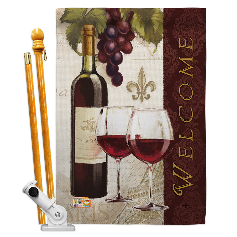 Polyesters à 2 côtés 40 x 28 po "vins happy hour et drinks ensemble de drapeau