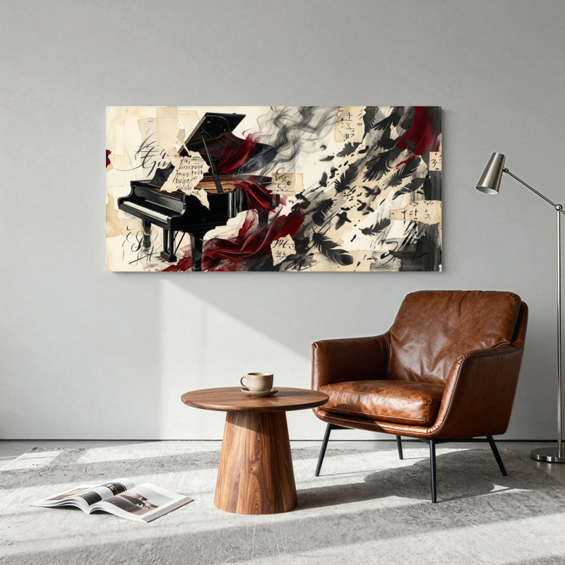 Ensemble de 1 toile murale Piano Art, L 32 po x H 16 po, Toile tendue