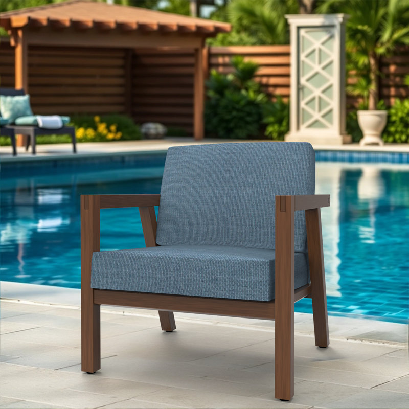 28.5" W Indoor and Outdoor Water-Repellent and UV-Resistant Deep Seat Cushion Set, Spectrum Denim, 5" H x 25.5" W x 25.5" D