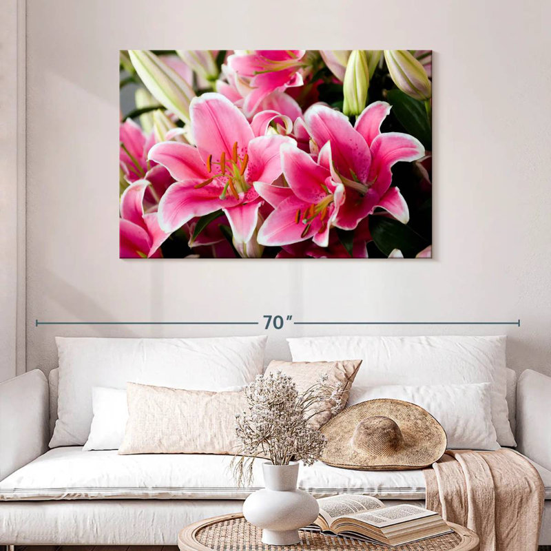 Bouquet de lys roses Harnek, H 30 po x l 45 po