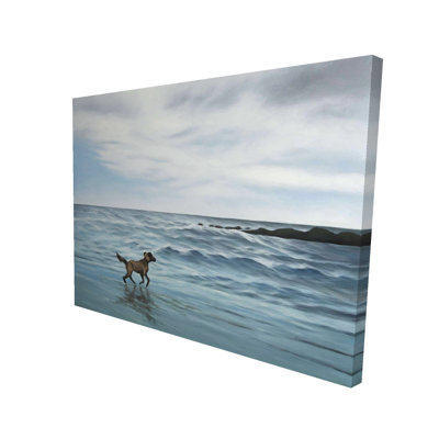 Chien sur la plage - Toile pour salon