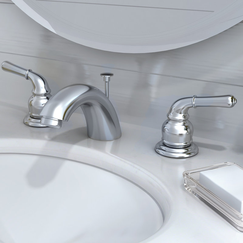 Widespread 2-handle Bathroom Faucet with Drain Assembly, Chrome