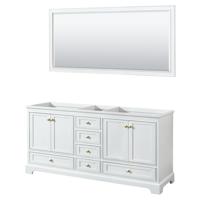 Deborah 71'' Double Bathroom Vanity Base Only, White/Gold
