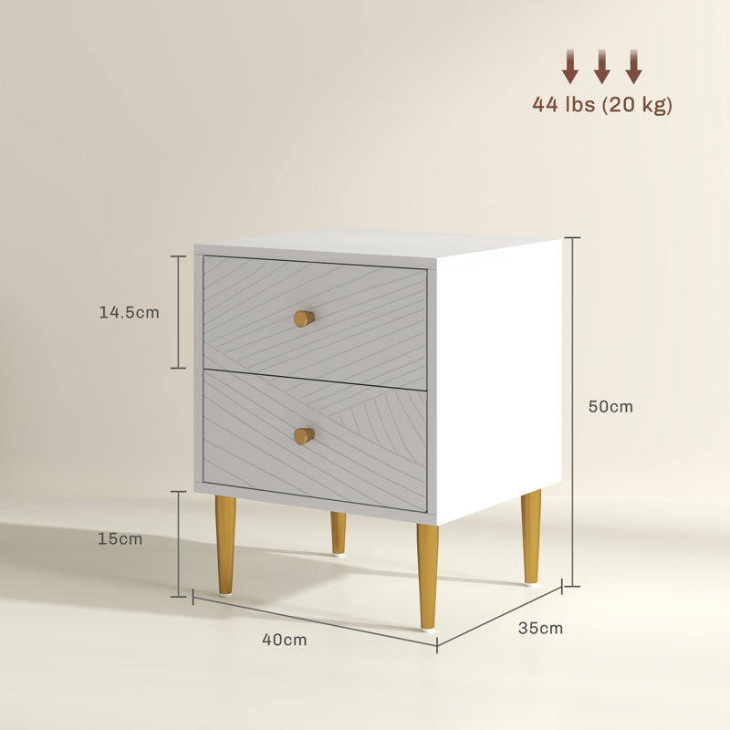 40cm W Manufactured Wood Bedside Table