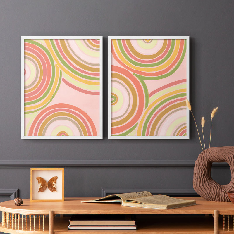 «Abstract Rainbow I», reproduction encadrée de qualité supérieure - prête à être accrochée - aucun clou requis - aucun clou requis