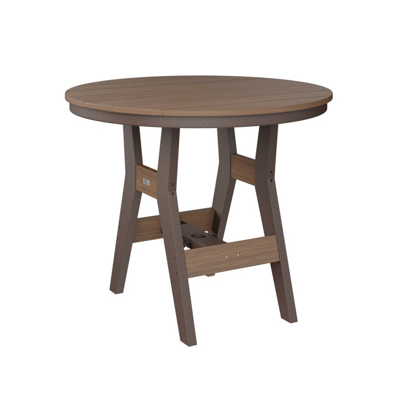 Harbor Outdoor Round Dining Table, Chocolate Brown, Seashell