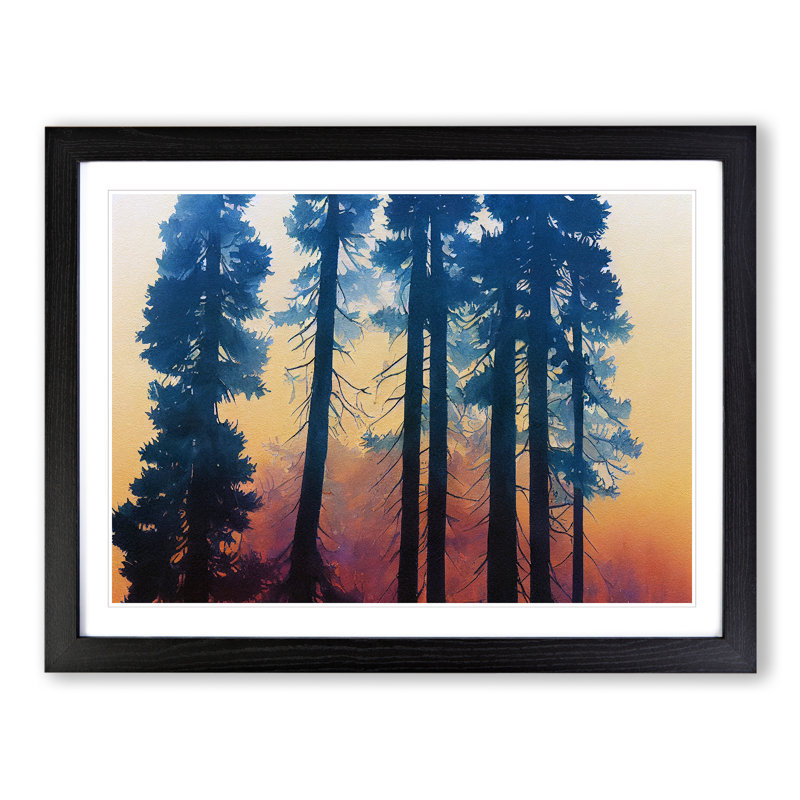 Breathtaking Pine Tree Forest - Single Picture Frame Painting, Black Framed, 46cm H x 64cm W x 2cm D
