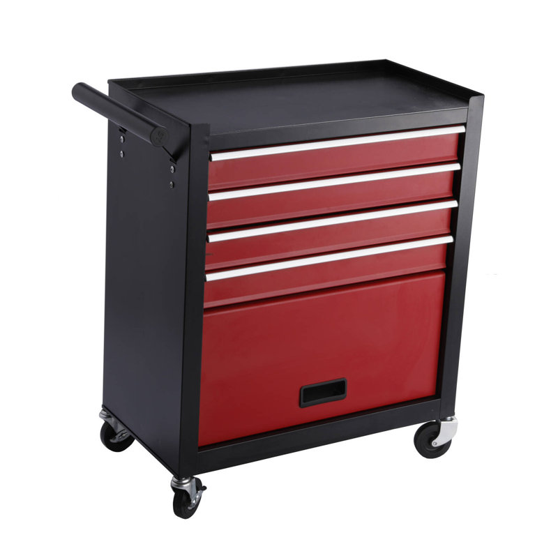 Chariot à outils roulant 4 tiroirs, armoire de rangement mobile robuste avec roues verrouillables pour garage, atelier et mécanicien