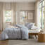 Housse de couette en coton doux avec de fines rayures subtiles - Léger, doux pour la peau, confort naturellement froissé pour la chambre à coucher-122763163-122763167