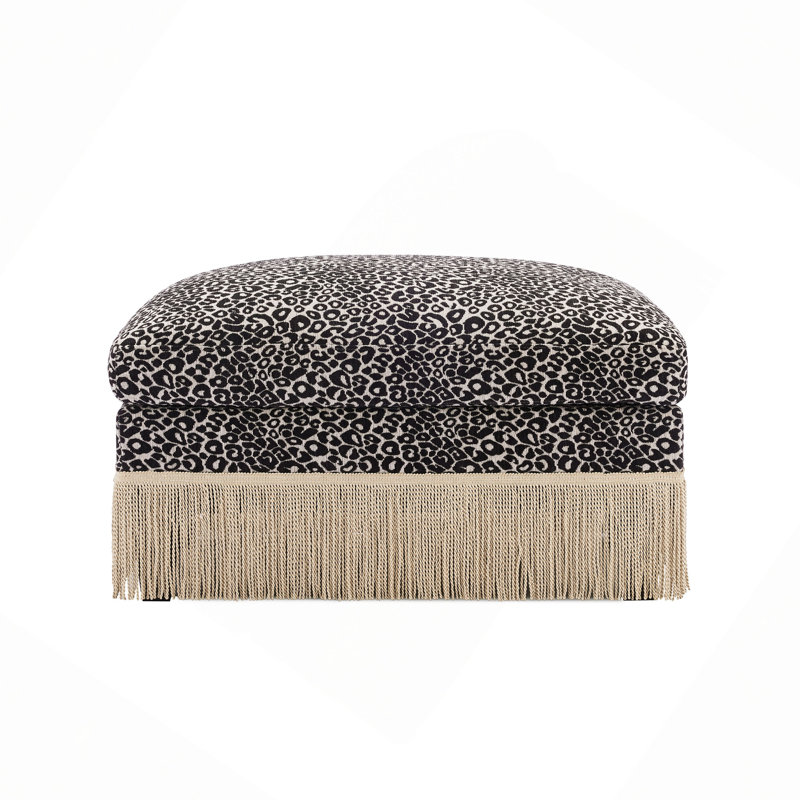 Repose-pieds en chenille léopard, Black/Khaki