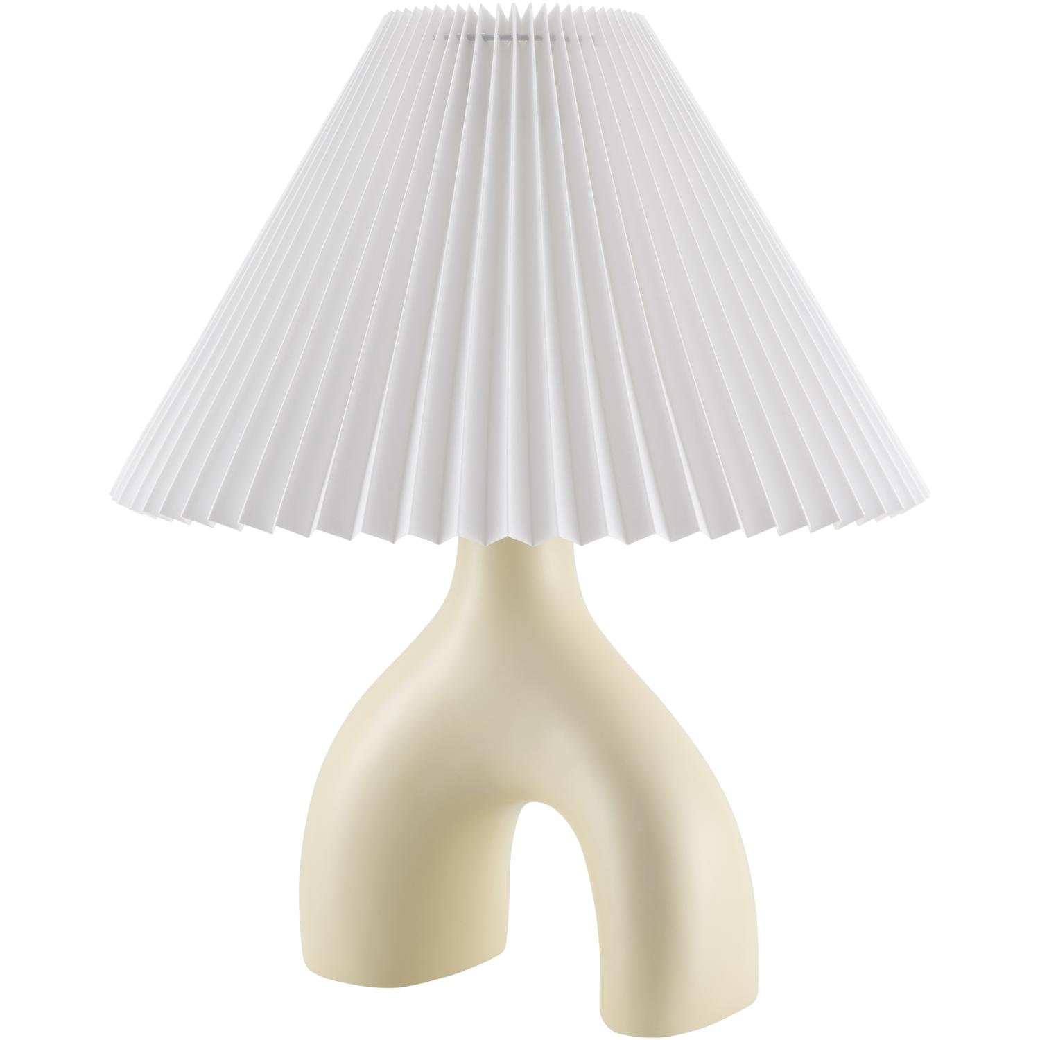 Celes Ceramic Table Lamp, White, Beige