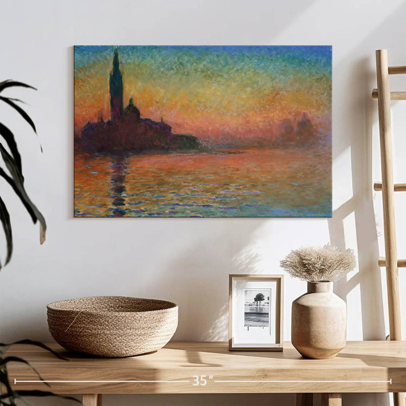 Ravi San Giorgio Majeur au crépuscule, H 16 po x l 24 po