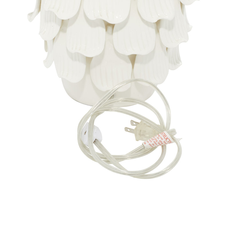 Lampe de table à pétales en céramique, Blanc