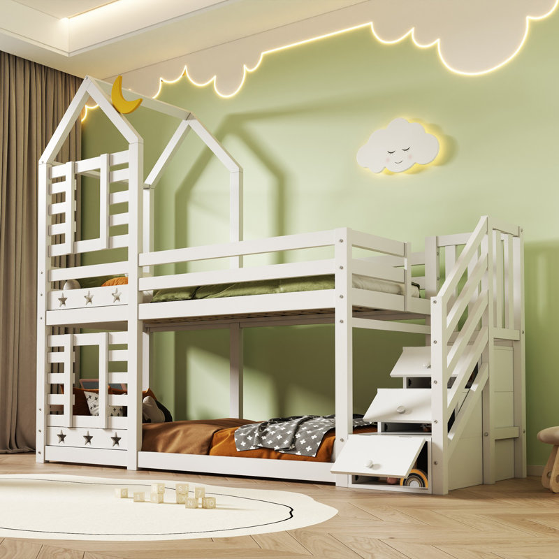 Solid Wood Storage Bed