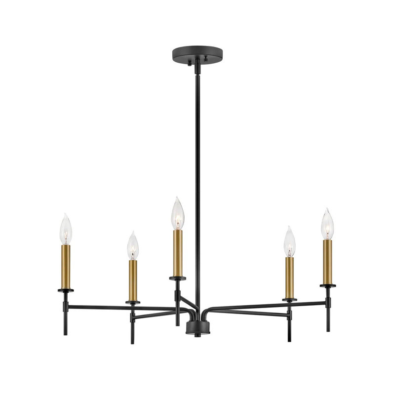 Hux Black and Lacquered Brass 5-Light Candle Chandelier