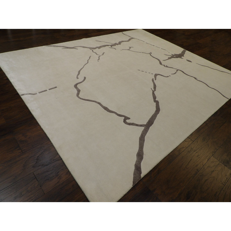 Tapis blanc / gris unique 8 pi x 10 pi Altadena