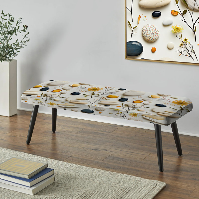 Seren Stones, motif zen pour spa - banc noir rembourré botanique