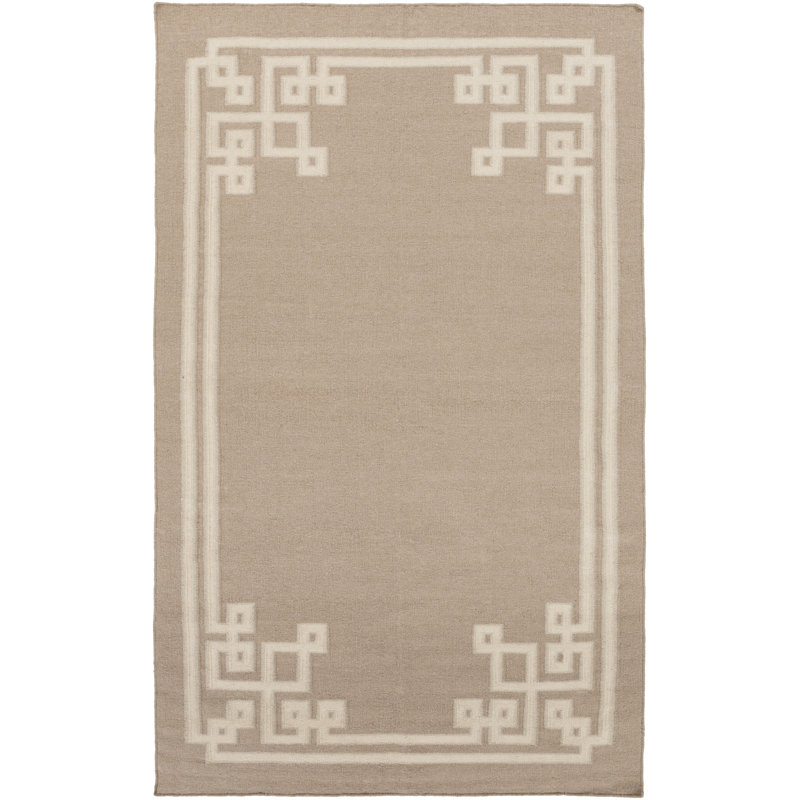 Tapis brun en laine tissé à plat à la main Alameda, Rectangle 3 pi 3 po x 5 pi 3 po
