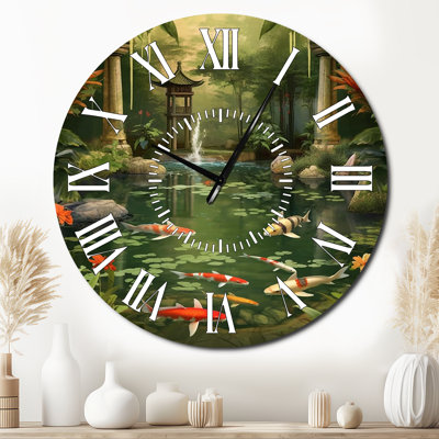 Horloge murale Bamboo And Koi Pond