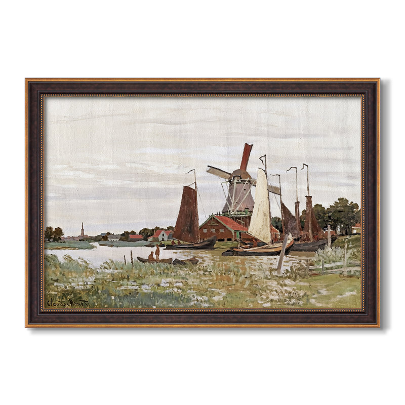 Moulin à vent à Zaandam, 1871 - Claude Monet - Toile encadrée sur mesure, 24x34 INNER SIZE, Framed Canvas, Venetian Gold