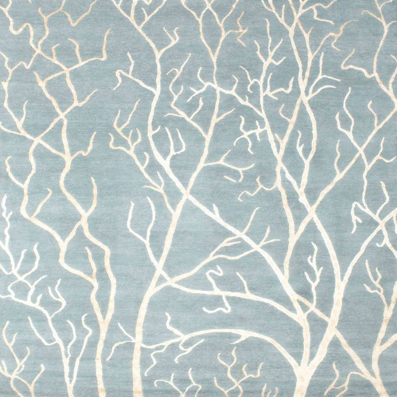 Tapis de zone bleu contemporain, Carré 8 pi