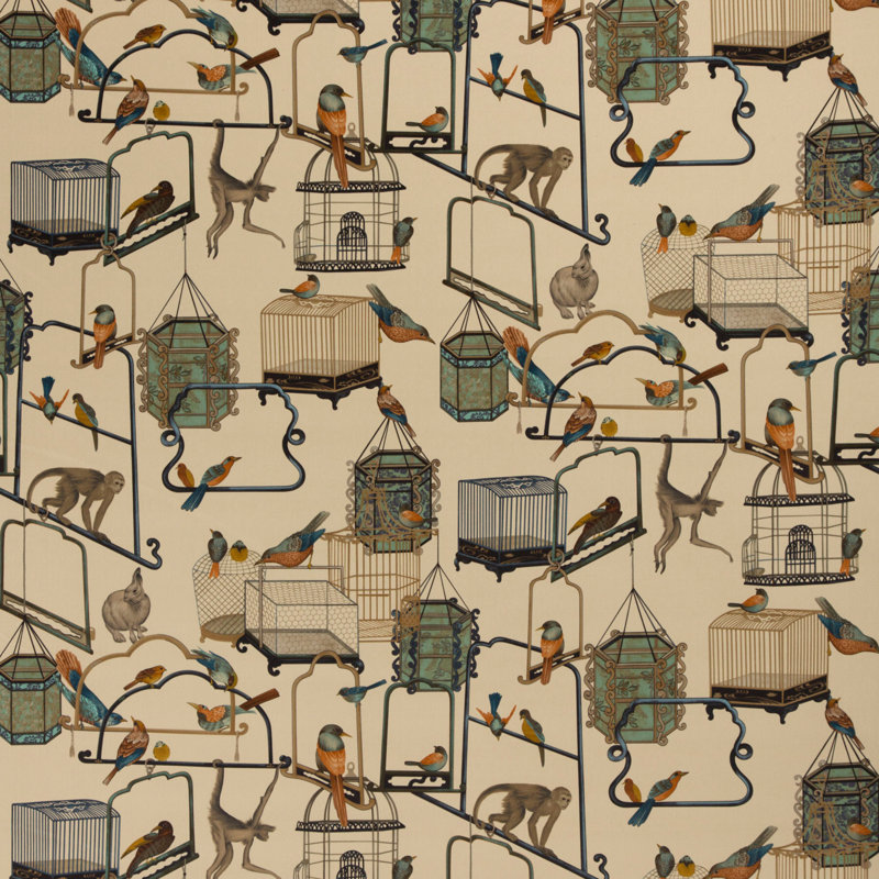 Cosmopolitan Menagerie Velvet Cotton Blend Performance Fabric, Parchment
