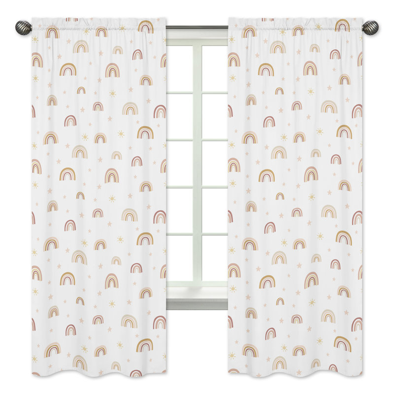 Boho Rainbow Semi-Sheer Rod Pocket Curtain Panels for Kids