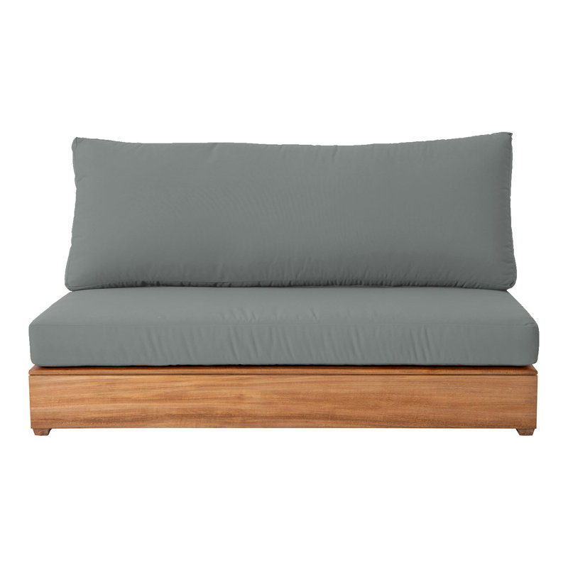 Arrindell 60'' Wide Rectangular Teak Patio Sectional with Sunbrella® Cushions, Charcoal