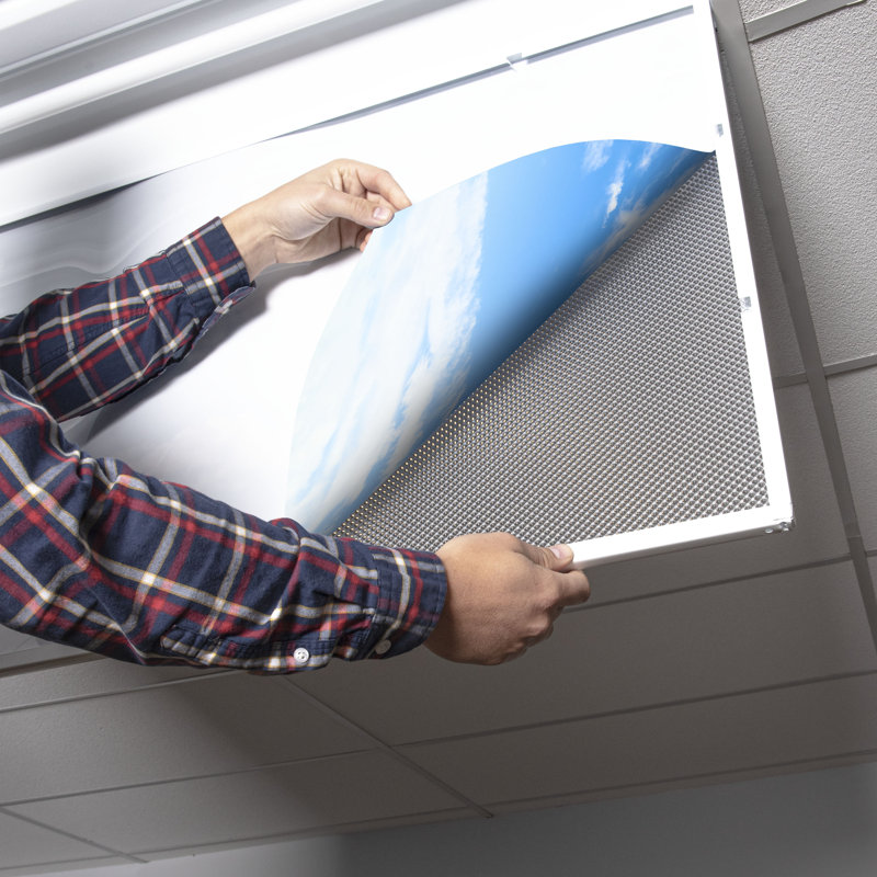 Cloud Classroom Fluorescent Light Covers for Ceiling Lights - For 2x4 Light Fixture - by Octo Lights