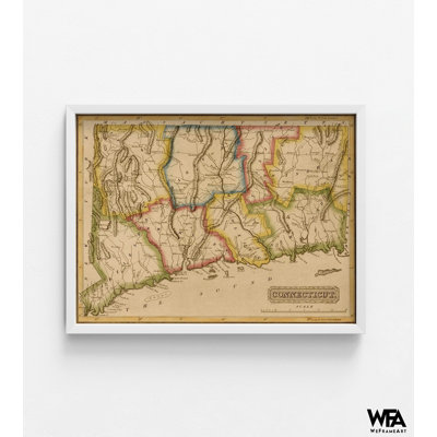 Connecticut 1817, carte de l'État du Ct, ancienne carte du Connecticut, école secondaire du Connecticut, impression de carte de couloir, bibliothèque scolaire, art mural