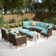 Argyri Wicker Outdoor Patio Conversation Furniture Sectional Set with Fire Pit Table