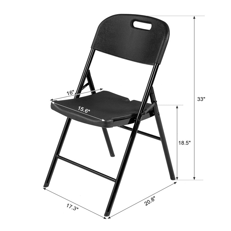 Ensemble de chaises pliantes empilables Megale HDPE, Noir