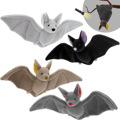 Ensemble de 4 grandes peluches pour chauves-souris, 22 pouces de grande chauve-souris en peluche réaliste poussent dans le noir pour la décoration de fête, mignonne chauve-souris en peluche pour garçons