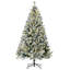 Arbre de Noël artificiel de 6 pi avec 660 branches de neige floquées, 350 lumières DEL blanc chaud ou coloré, base en acier-1573854308
