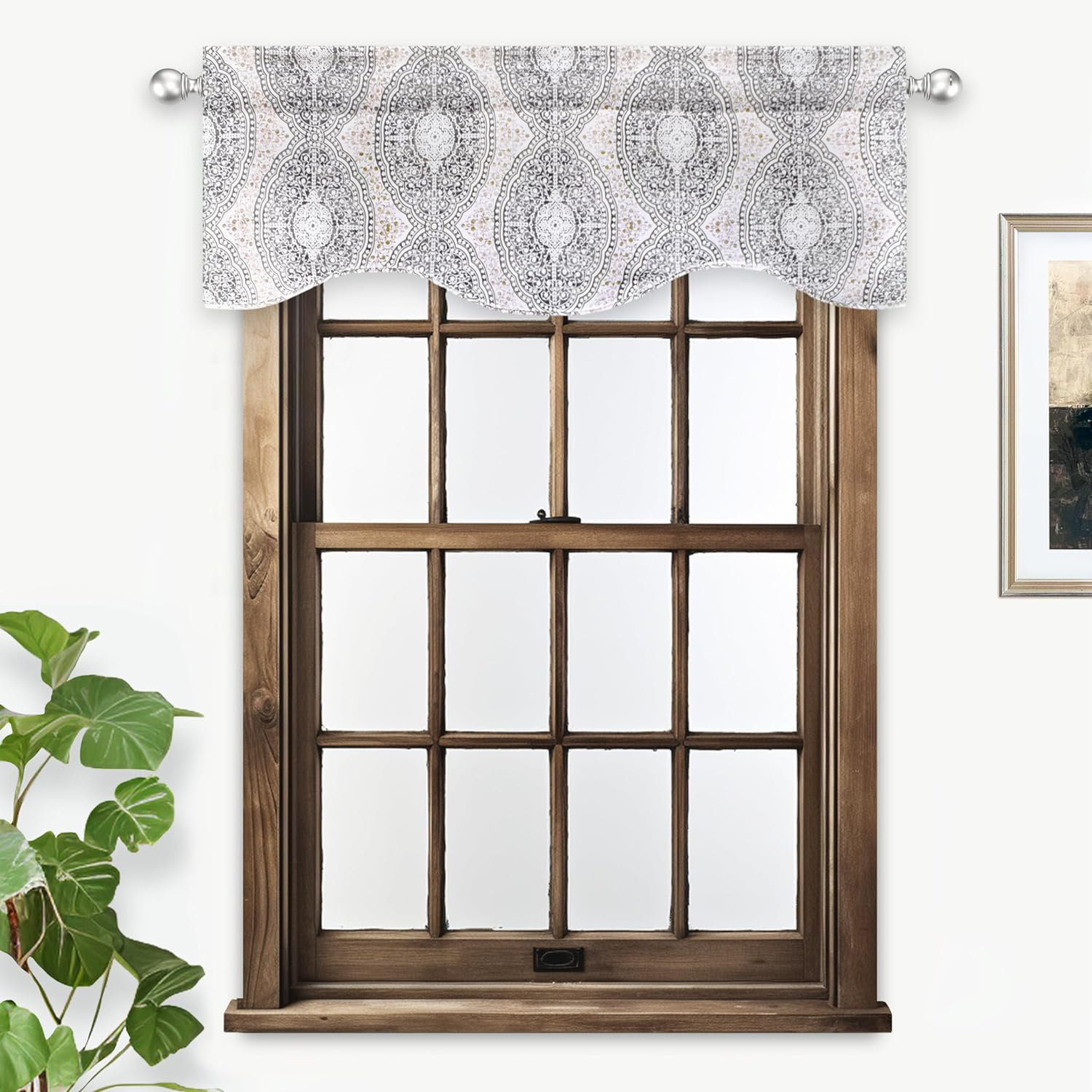 Bungalow Rose Lilianah Damask Swag 52'' W Window Valance in | Wayfair