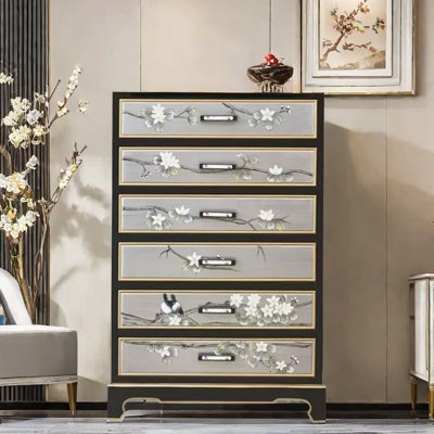 Hand-Painted 6-Drawer Entryway Accent Chest