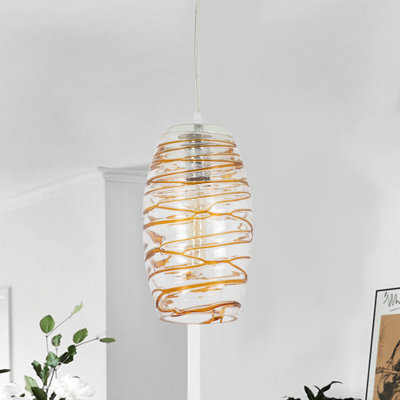 Luminaire suspendu 1 lumière Aref avec verre soufflé à la main pour salle à manger ou îlot de cuisine Aref