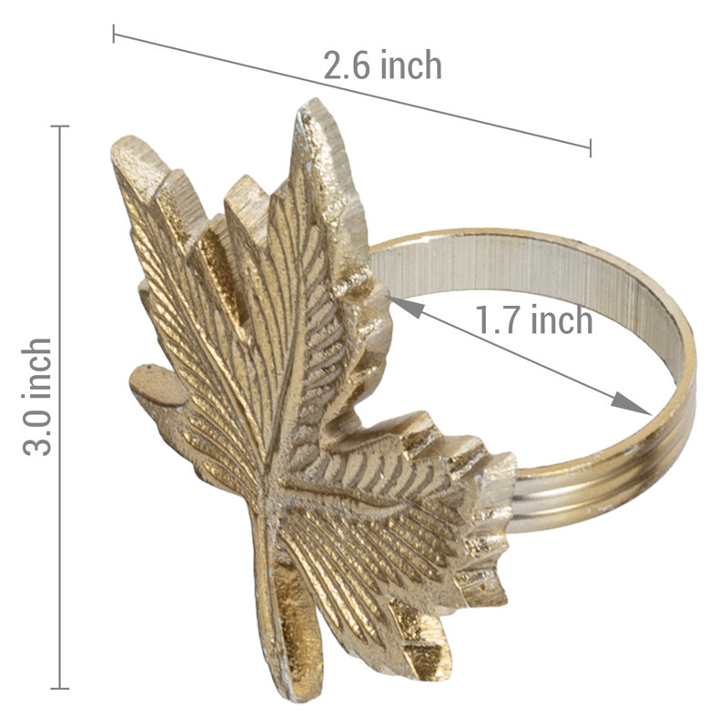 Metal Maple Gold Napkin Rings