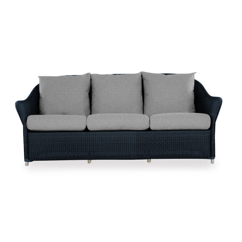 Weekend Retreat Outdoor 3 - Seat Patio Sofa, Sailcloth Seagull, Ebony