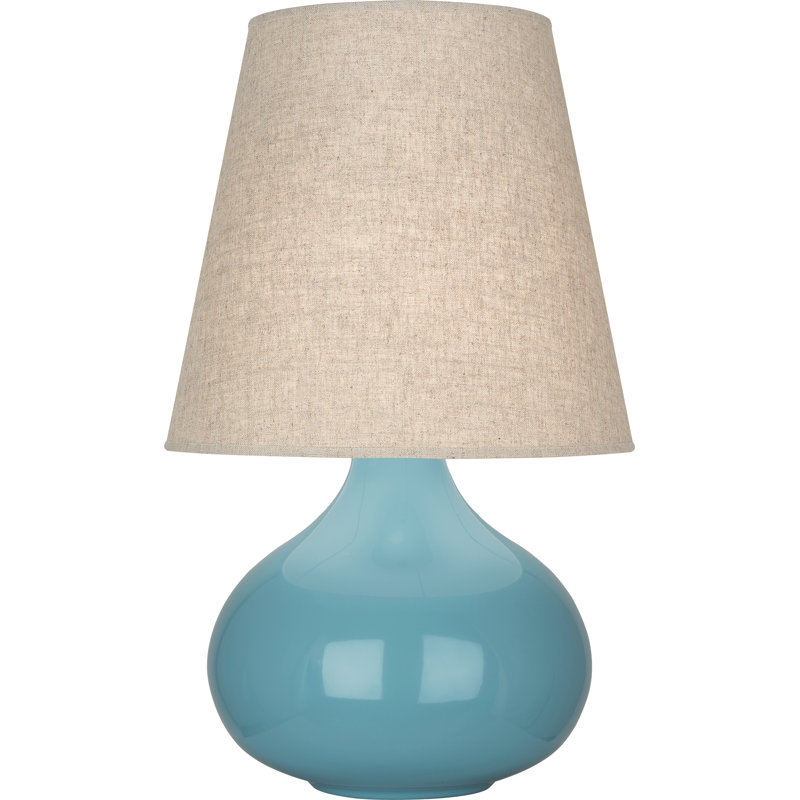 June 24" Table Lamp, Steel Blue, Buff Linen