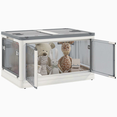 Bacs de rangement empilables avec couvercles, roues et pliables