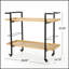 Chariot-bar industriel moderne avec structure en métal thermolaqué et tablettes élégantes d'aspect bois pour un divertissement élégant