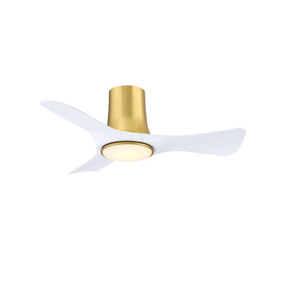 Corke 36 inch Indoor/Outdoor Smart Ceiling Fan with LED CCT Select Light Kit - Brushed Satin Brass with Matte White Blades