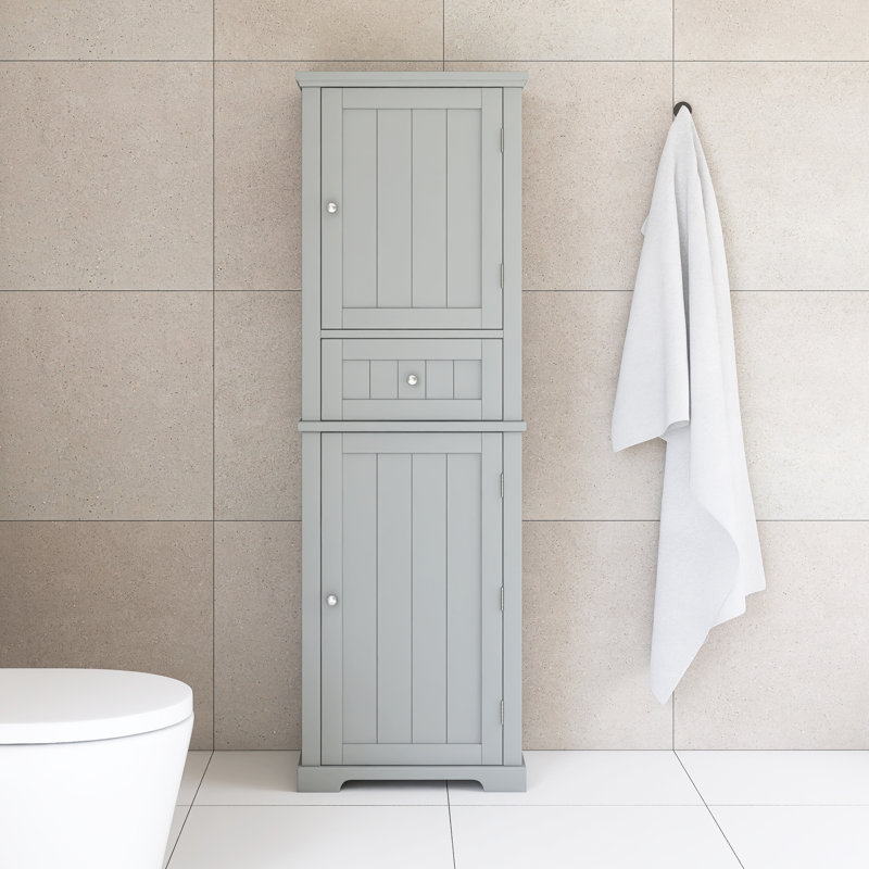 Grande armoire de rangement avec tiroir et tablette réglable, Gris