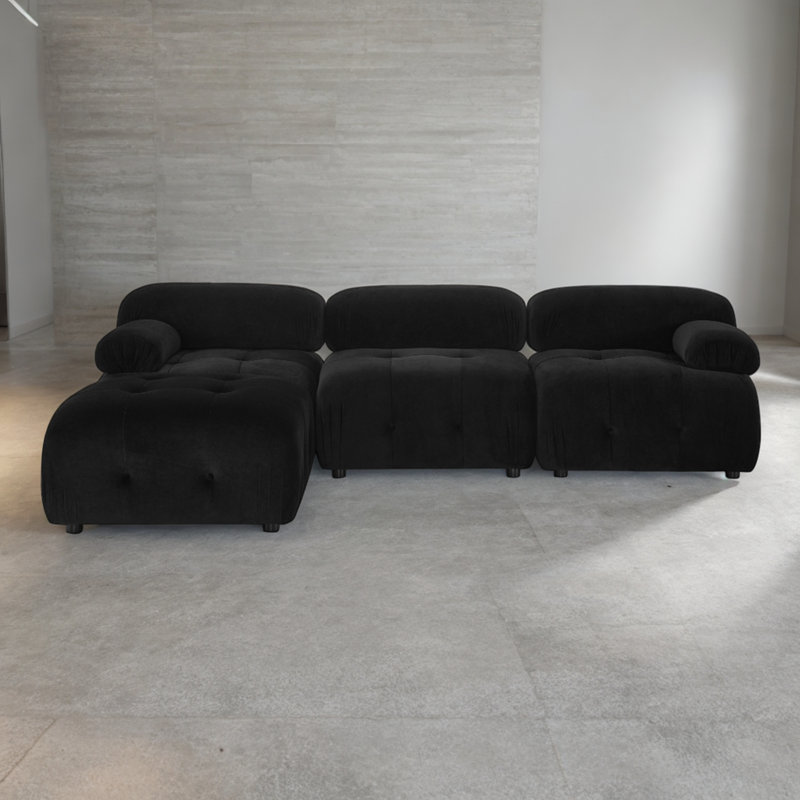Modular Sectional Sofa, Button Tufted Designed And DIY Combination, L Shaped Couch With Reversible Ottoman, White Velvet