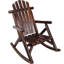 Fauteuil à bascule d'extérieur robuste en bois brun, éléments de confort ergonomiques, mouvement fluide, idéal pour foyer extérieur et intérieur, siège