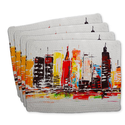 Bright City Colorful Braided Polyester Placemats Set of 4